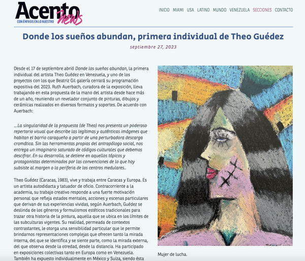 Donde los sueños abundan, primera individual de Theo Guédez, Acento News