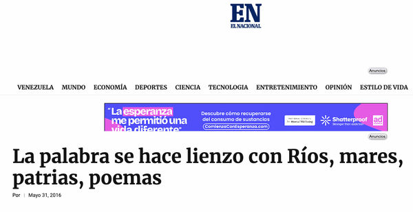 La palabra se hace lienzo con Ríos, mares, patrias, poemas, El Nacional