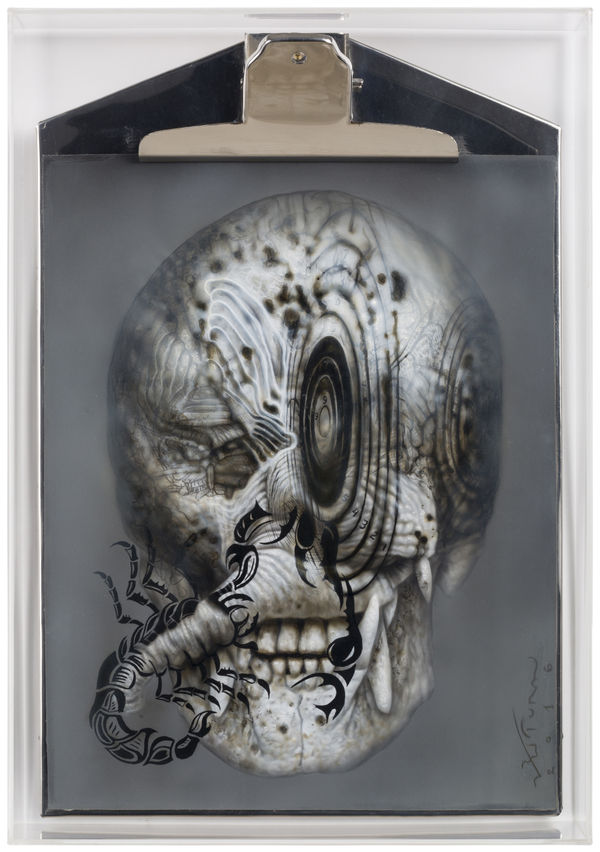 Ronald Ventura Human Study series C 2016 Graphite and oil on canvas on clip board/plex frame 37 x 26 cm