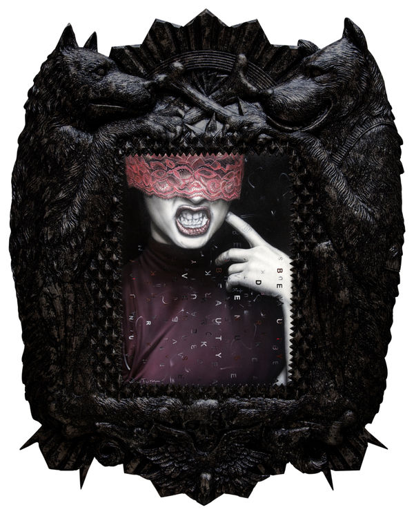 Ronald Ventura Territorial Crossing 14 2018 Oil on canvas, fiberglass resin frame 89 x 71 x 5 cm