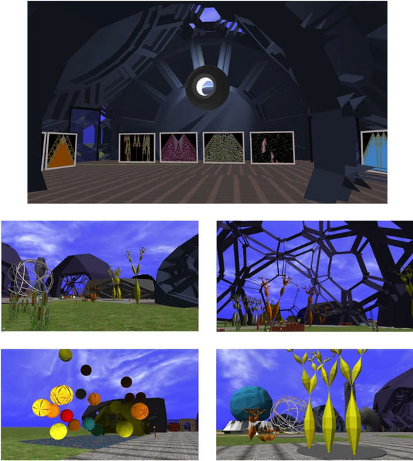 Herbert W. Franke Werkgruppe Z-Galaxy (1 unique work, rest editions of 5) Ausstellungshalle Zellulare Automaten, 2005 sq (Printed 2021 on Fuji Crystal Pearl), 63 x 36 cm Übersicht Ausstellungsgelände (1/5 & 2/5), 2005 sq (Printed 2021 on Fuji Crystal Pearl), 53 x 30 cm Gebäudekonstruktion (1/5 & 2/5), 2005 sq (Printed 2021 on Fuji Crystal Pearl), 53 x 30 cm Antigravitations-Bälle (1/5 & 2/5), 2005 sq (Printed 2021 on Fuji Crystal Pearl), 53 x 30 cm5. Künstliche Pflanzen (1/5 & 2/5), 2005 sq (Printed 2021 on Fuji Crystal Pearl), 53 x 30 cm