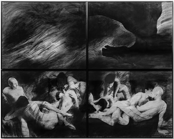 Nikita Kadan Shchekavytsia Mountain, 2025 charcoal on paper 300 x 385 cm. 118 1/8 x 151 5/8 in.