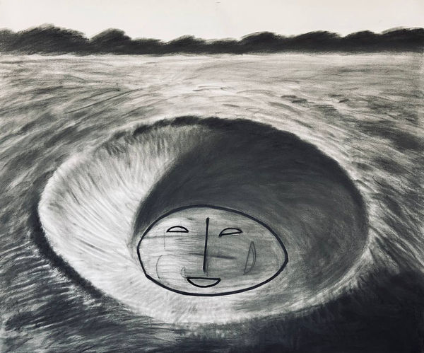 Nikita Kadan Crater, 2025 charcoal on paper 120 х 150 сm 47 ¹/₄ x 59 ¹/₁₆ in