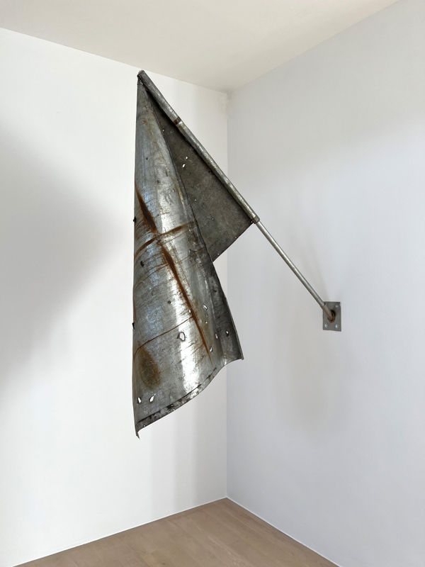 Nikita Kadan Gazelka II, 2015-2025 metal, wood Flag 185 x 45 x 85 cm. 72 7/8 x 17 3/4 x 33 1/2 in.