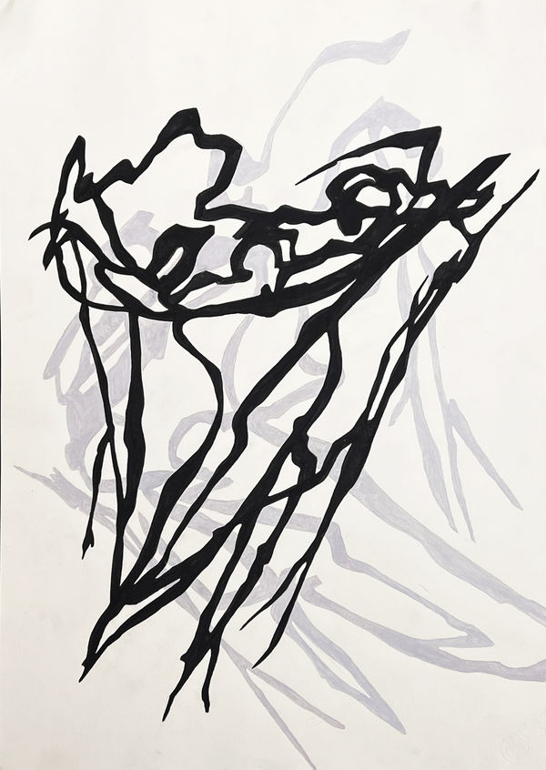 Marco Di Piazza, Drawing, acrylic and ink on paper, figures dancing