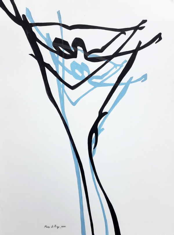 Drawing, acrylic and ink on paper, Il Bacio, by Marco Di Piazza