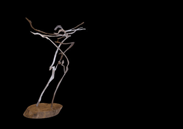 Coppia dei fiori, Stainless Steel sculpture with Stone Base by Marco Di Piazza