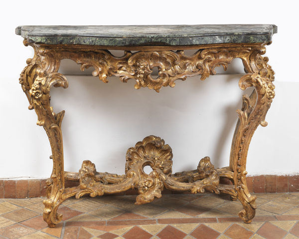 Consolle Romana con piano in marmo serpentino , XIX secolo