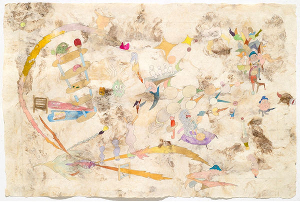 3 Untitled Drawing Series 4 Acrylic And Gouache On Bark Paper 2016