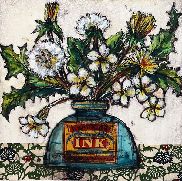 Vicky Oldfield "Weeds are Beautiful Too" Edition of 50 on Hand Coloured Collagraph with Chine Colle 20 x 20cms £185