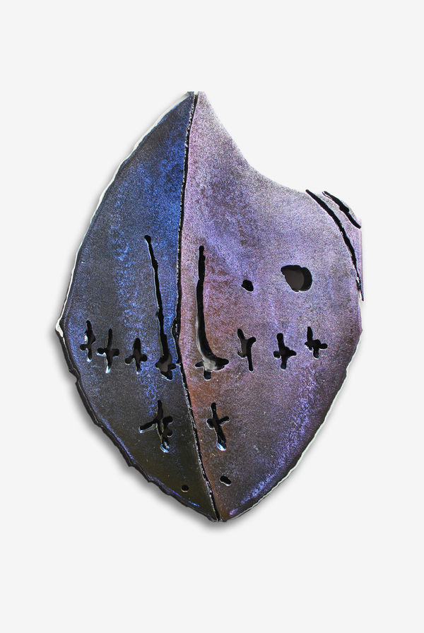 Lux Miranda MIDNIGHT VISAGE, 2025 Handheld plasma-cut steel, tinted car clear coat 28 x 20 x 1 cm