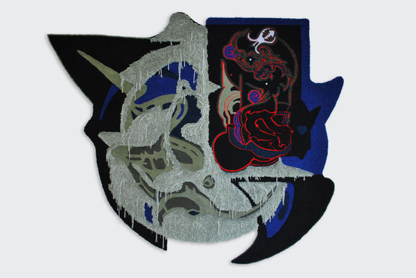 Lux Miranda All The Nightmares Cross The Same River - Underworld conversation, Paris, 2024 / 2025 Wool tapestry, metal spikes 245 x 285 x 15 cm