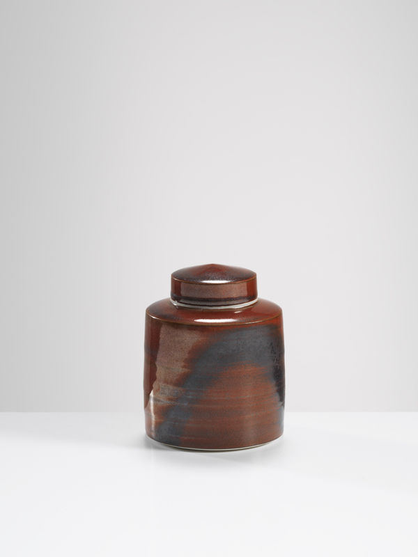 Chris Keenan, 40 Stripey red lidded jar
