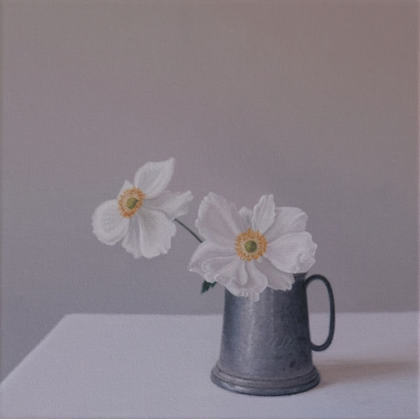 Jo Barrett, Japanese Anemones with Pewter Tankard