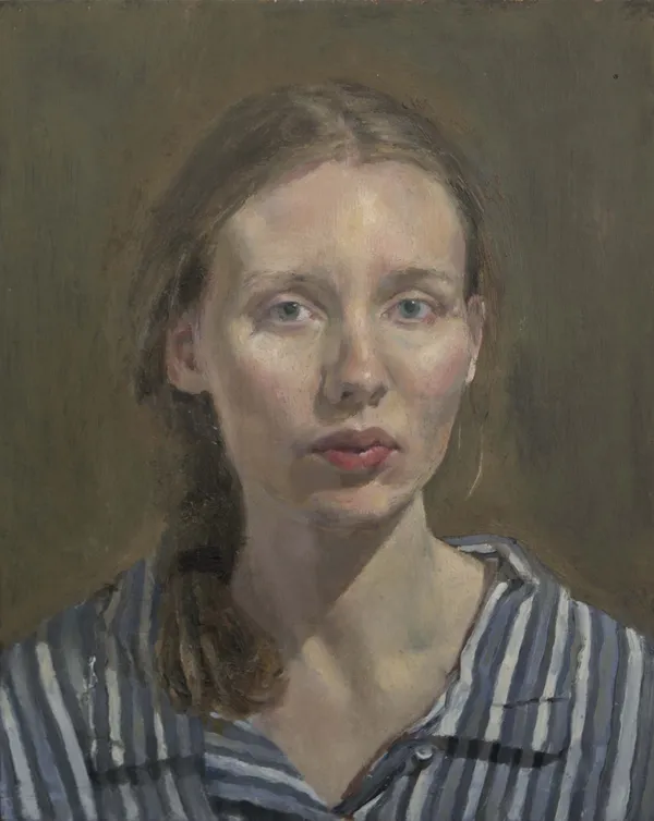Katherine Jackson, Self-portrait in Stripped Shirt