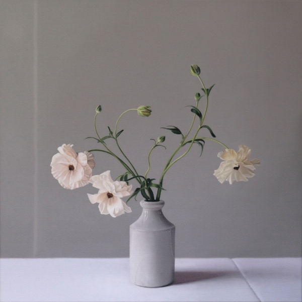 Jo Barrett, Butterfly Ranunculus with Stoneware Bottle