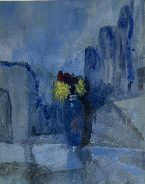 Sebastiain Espejo Blue Vase 2025 Oil on basswood board 25x20cm