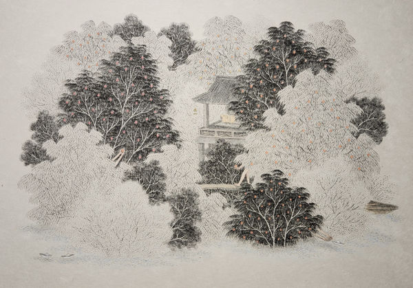 김민주 Minjoo Kim 사유의 숲 2025 47×66.5cm 장지에 먹과 채색