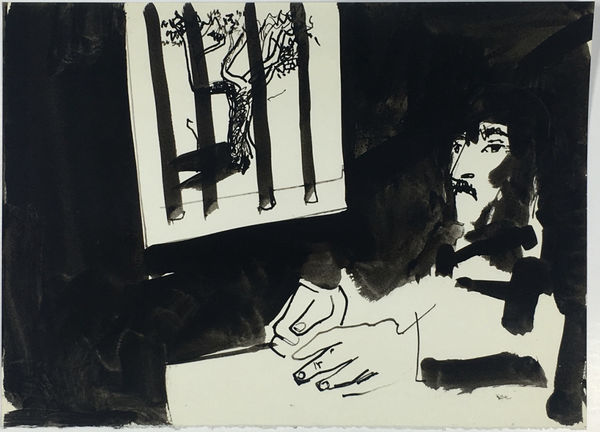 Drawing after a poem by Nâzım Hikmet, c. 1970s? Ink on paper 24 x 33cm