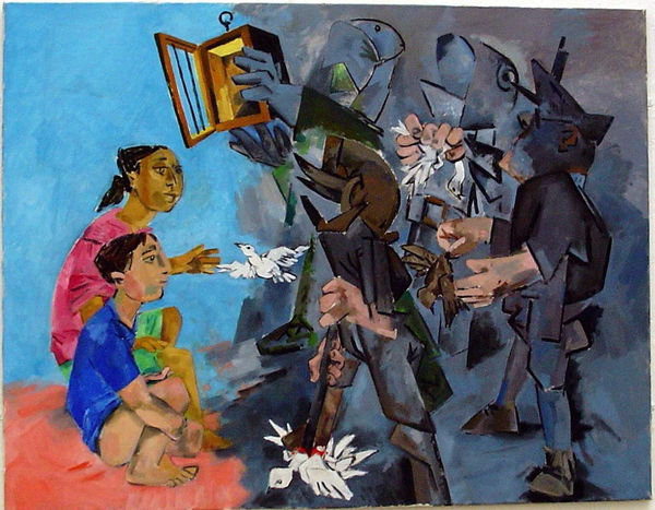 The Violation of Innocence: Boy with Dove, 1989 Oil on canvas 107 x 138cm