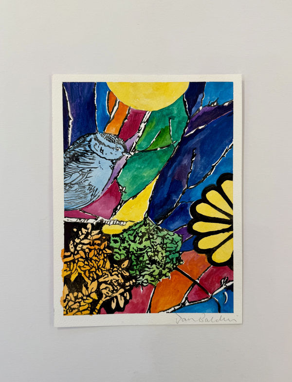 colourful foliage with blue bird by Dan Baldwin