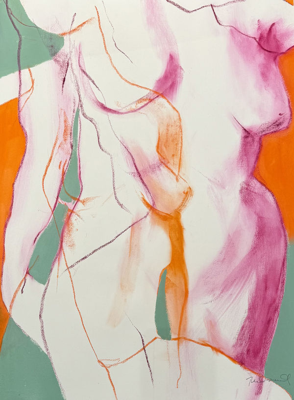 Abstract nude study in pink and green