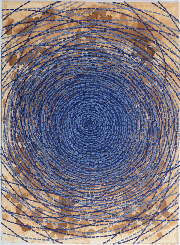 Ambreen Butt, Saifullah (9), 2020, text on tea-stained paper, 30 x 20 inches (76.2 x 50.8 cm)