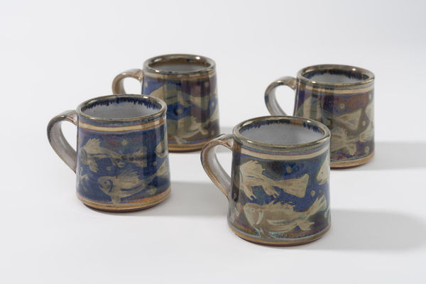 Mark Campden, #34 Set of Blue & Gold Fish Espresso Cups , 2024