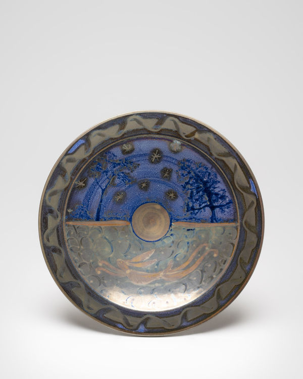 Mark Campden, #48 Blue & Gold Midnight Hare Small Dish , 2024