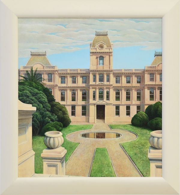 Sir Peter Siddell The Customhouse, Auckland, 1975 Acrylic on board 78 x 71 cm Signed & dated 1975