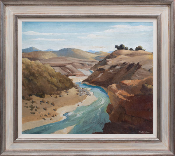 Peter McIntyre A Mountain Stream near the Desert Road, 1949 Oil on board 45 x 53 cm Signed lower right, inscribed & dated 1949 verso