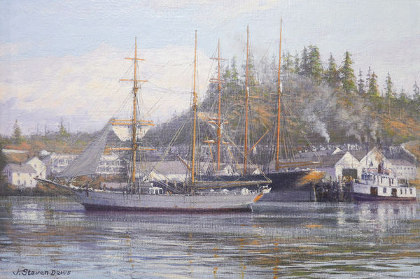 J Steven Dews Roche Harbour, San Juan Island WA circa 1910, 1910 Oil on canvas board 17 x 25.5 cm Signed