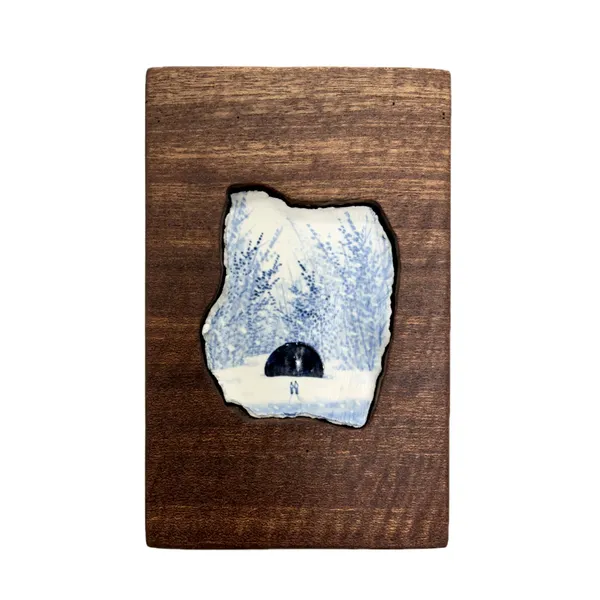 Younghwan PARK We 우리, 2026 Blue and white porcelain with wooden frame 21.6x13.7cm