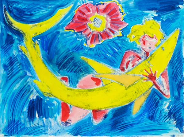 Shark Catcher, Trace Monotype with Hand Additions on 22x30" Paper, 2023