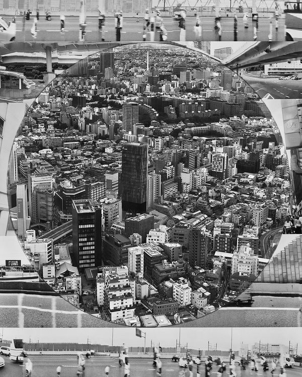View from Midtown Tower + Collage, Roppongi, Tokyo, Japan, 2017 Selenium Toned Silver Gelatin Print, 20x16" + 24x20" Edition of Three