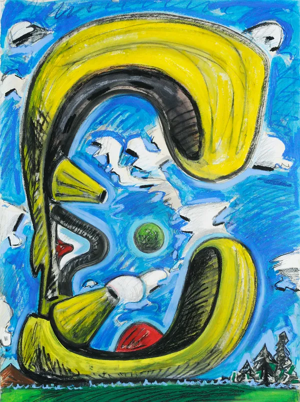 Pea Eater, Mixed Media on Paper, 30x22", 2022