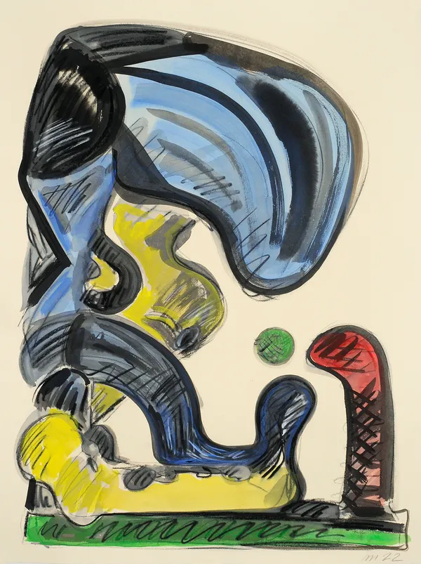 Pea Eater, Mixed Media on Paper, 30x22", 2022