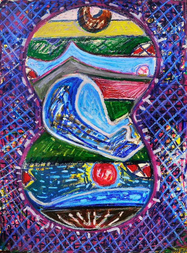 The Scythian Archer, Oil Pastel on Paper, 30x22", 2021