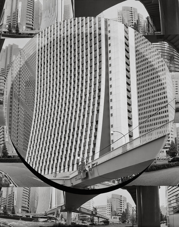Sompo Japan Building + Collage, Shinjuku, Tokyo, Japan, 2017 Selenium Toned Silver Gelatin Print, 20x16" + 24x20" Edition of Three