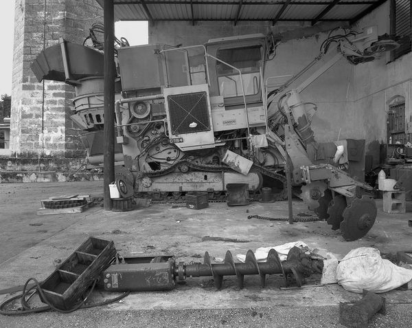 Cane Harvester Repair, Brighton Farm, St. George, Barbados, 2009 Selenium Toned Silver Gelatin Print, 20x24" Archival Pigment Print on Moab Entrada Rag, 17x21" Edition of Three