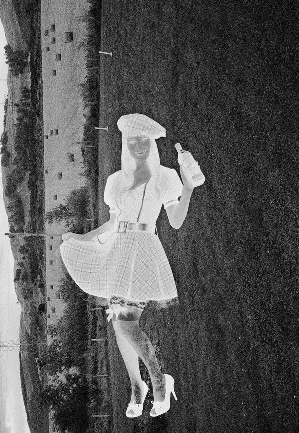 Landscape/Scottish Costume Double Exposure, Forgandenny, Scotland, 2013 Archival Pigment Print on Hahnemuhle Photo Rag , 21x17" Edition of Three