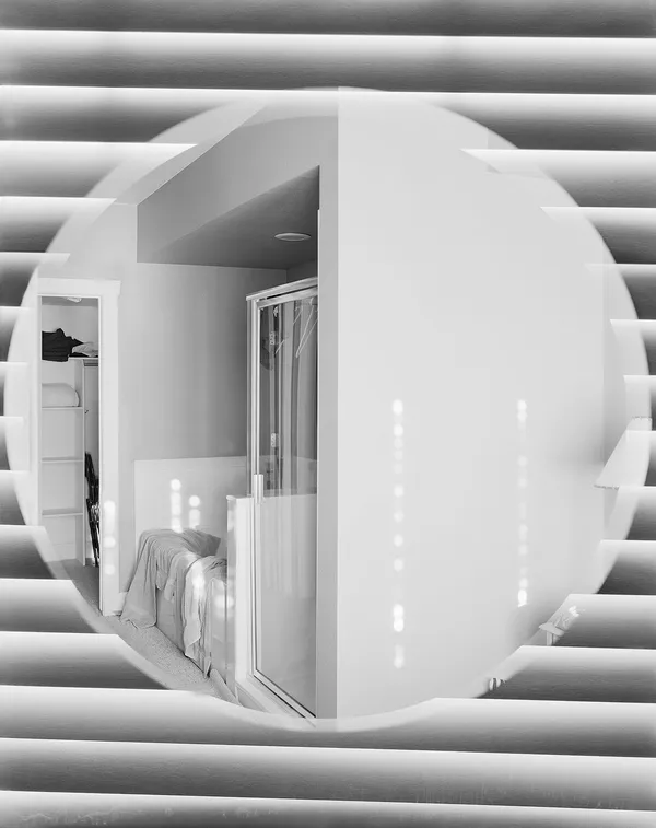 Shower + Window Shade, Looking Forwards and Backwards, Park City, Utah, 2016 Selenium Toned Silver Gelatin Print 20x16" Edition of Three