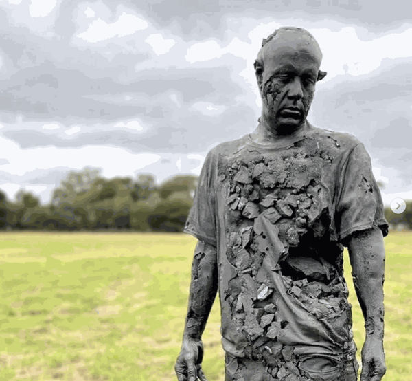 Louis Pratt, Regret, 2019, coal, resin and steel, 180cm x 65cm x 45cm