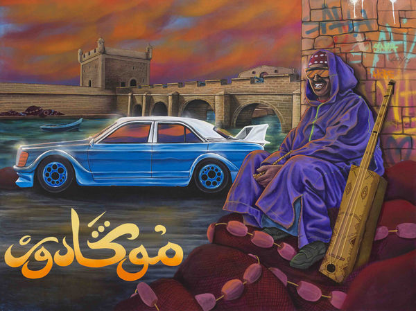 12 Babal Gnawi Acryliqueetspraya Rosolsurtoile 150X200Cm 2023