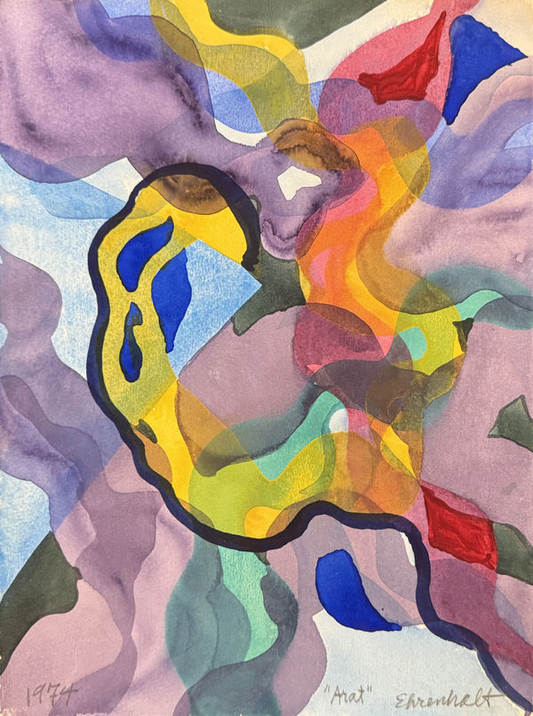 Painting on paper from 1974 by the women Abstract Expressionist Amaranth Ehrenhalt