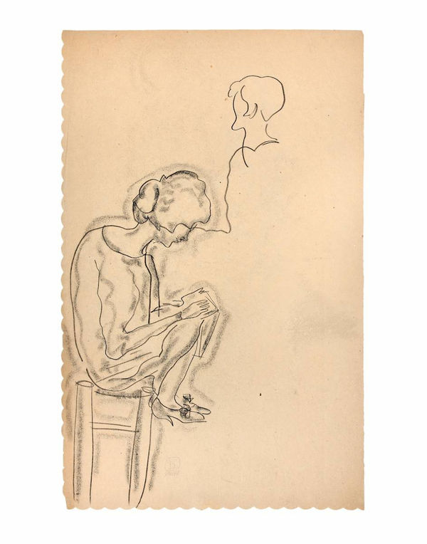 常玉 Sanyu, Femme Assise Lisant De Profil