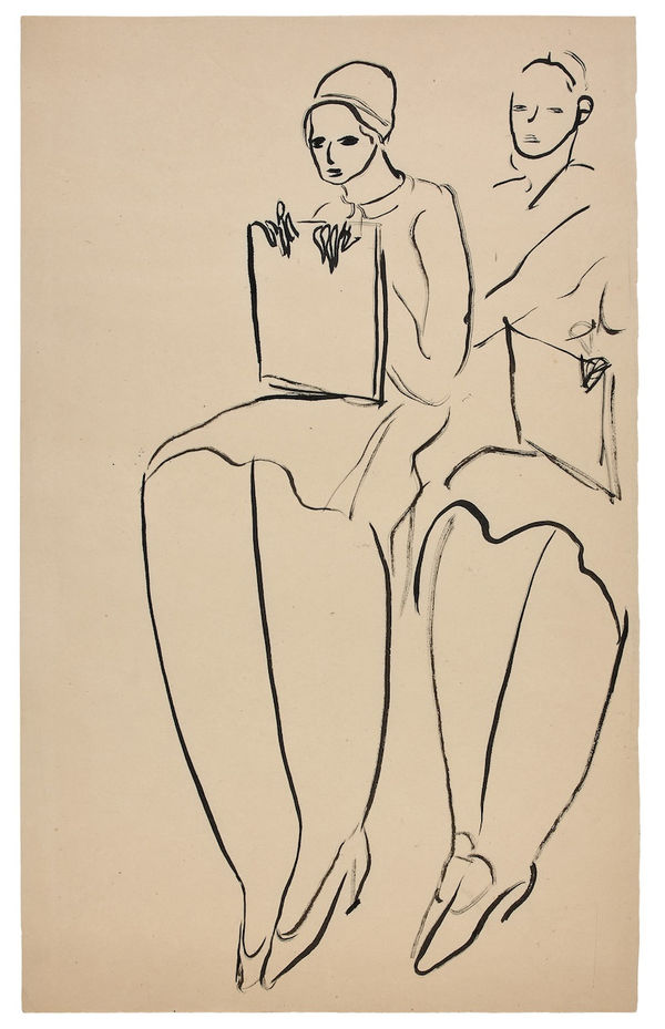 常玉 Sanyu, Seated Women Holding Drawing Cartons