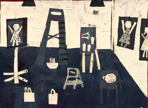 Florence Hutchings, The Studio with three paintings