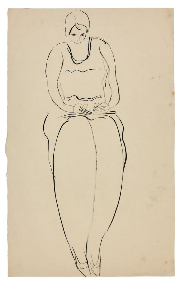 常玉 Sanyu, Sitting Woman Drawing