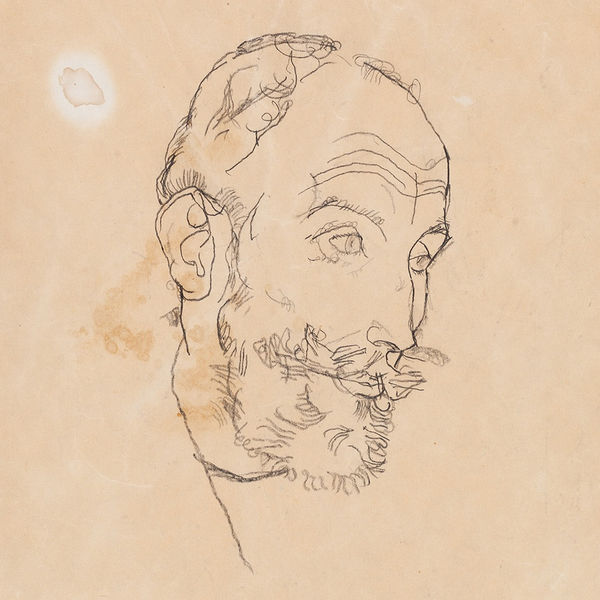pencil drawing by Egon Schiele depicting the head of art collector Franz Hauer, who can be identified by his distinct beard